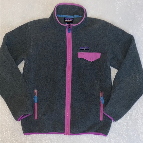 Patagonia Jackets & Blazers - PATAGONIA Grey & Pink Zip Fleece Jacket Sz Small